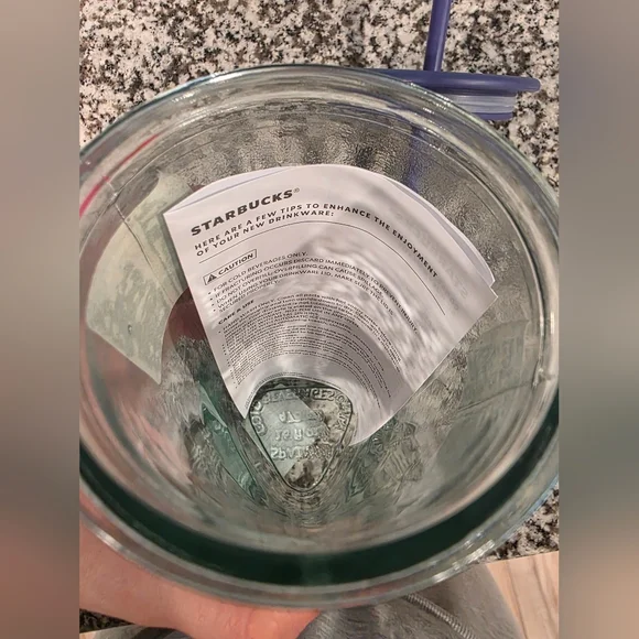 Starbucks Clear Glass Tumbler with Purple Lid - Picture 8 of 8